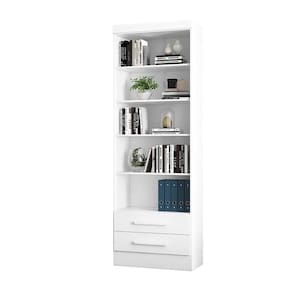Escritório com Escrivaninha 2 Gavetas e Livreiro Multiuso com 2 Gavetas Branco - FdECOR