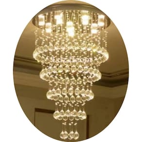 Lustre Grande De Cristal Base Inox 50cm De Diâmetro