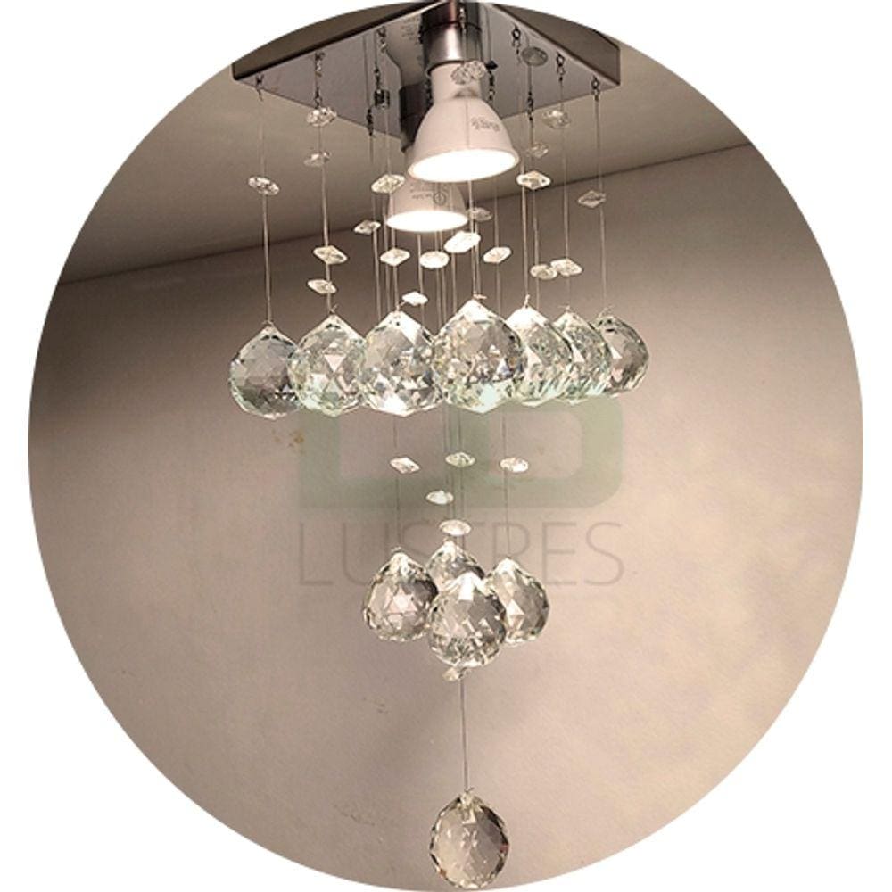 Lustre Torre De Cristal 14x14cm Com Base De Inox Para Quarto