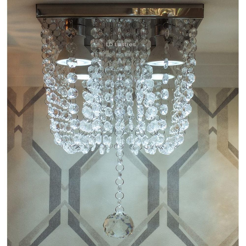 Lustre De Acrílico Com 25cm de Altura Base de inox de 20x20cm Para Sala