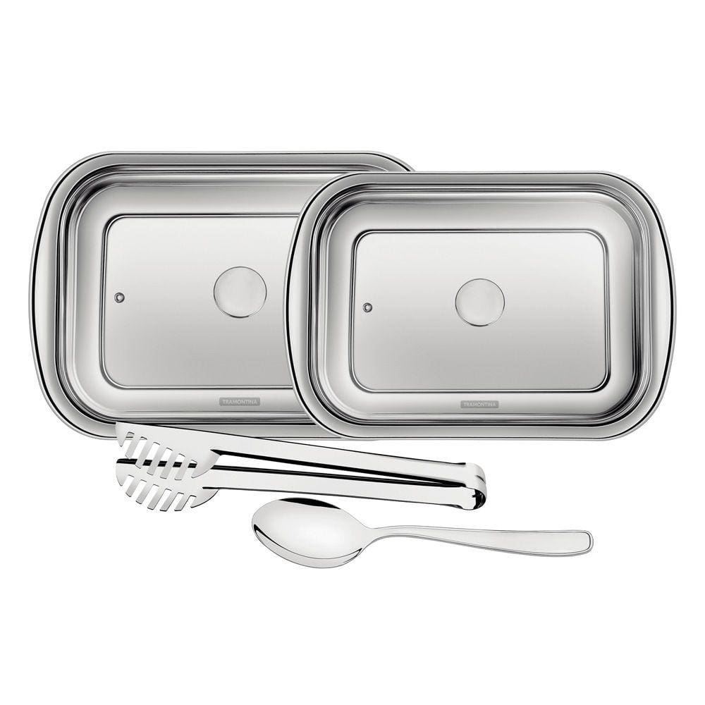 Jogo De Assadeiras Tramontina Cosmos 64310150 Inox Com Acessórios E Tampa De Vidro