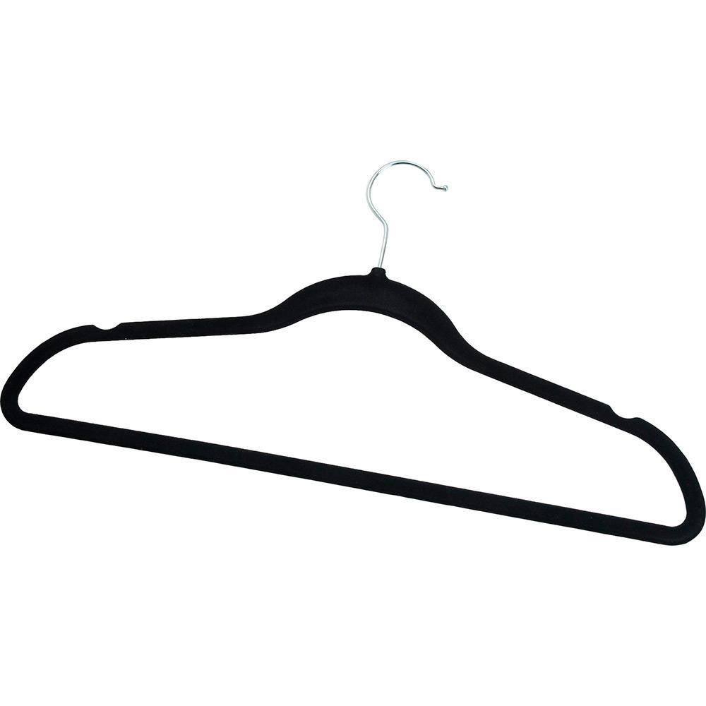 Cabide Veludo Slim Preto Kit 10 pçs