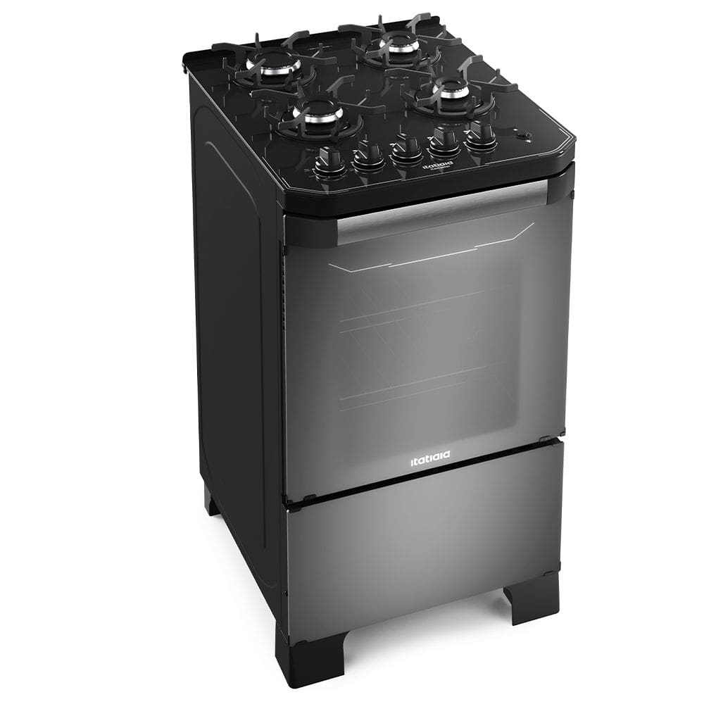 Fogão 4 Bocas a Gás Itatiaia Itamaster Mesa de Vidro Acendimento Automático Prata Espelhado Bivolt
