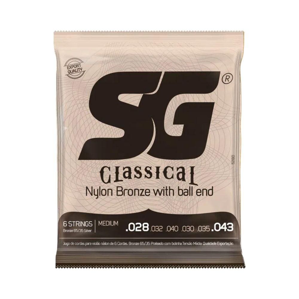 Encordoamento Violão SG Bronze 65/35 Prata Tensão Média 5280 - Nylon