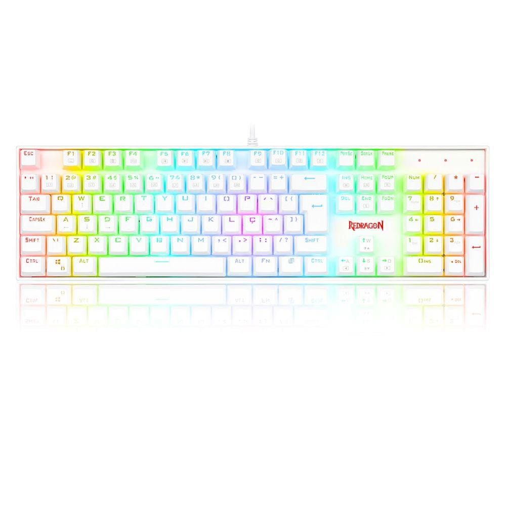 Teclado Mecânico Mitra Branco RGB Redragon Brown K551W-RGB