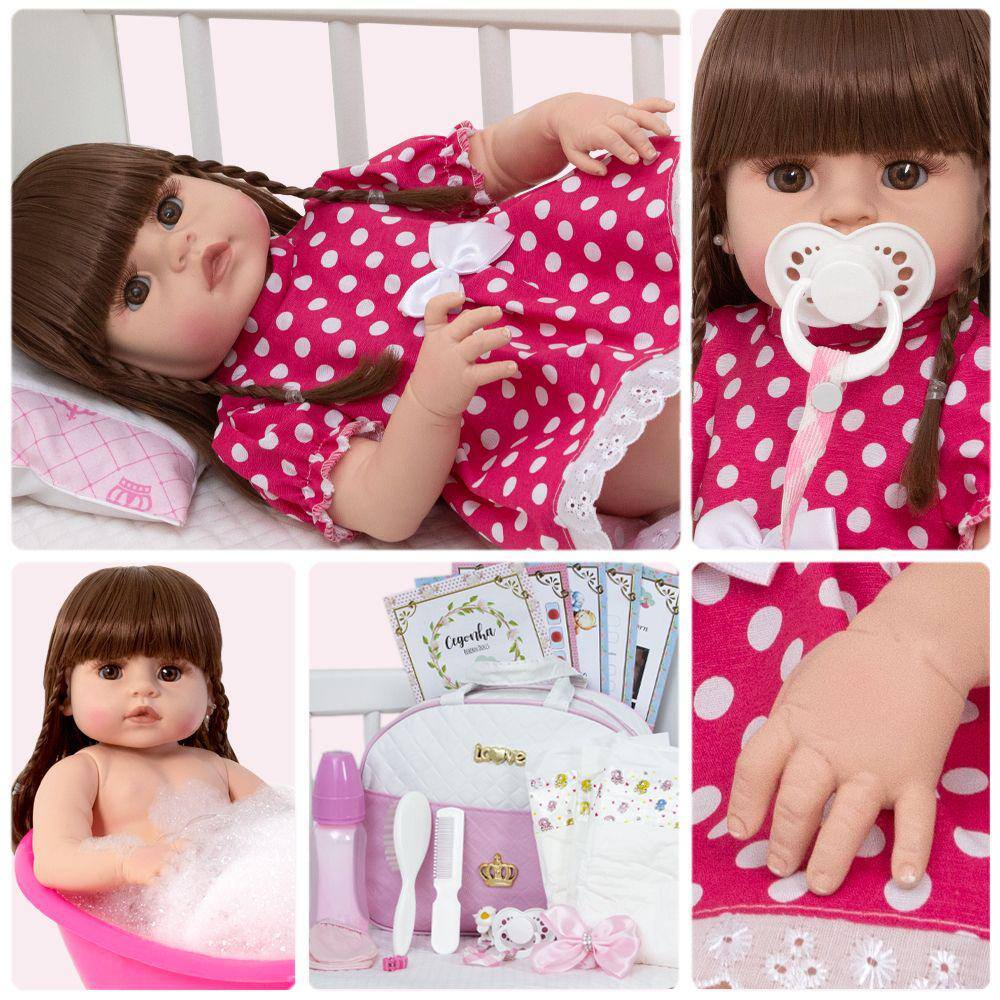 BEBÊ REBORN POLLY MEGA REALISTA TODA EM SILICONE - Maternidade