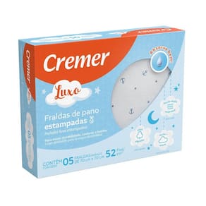 FRALDA DE PANO CREMER LUXO ESTAMPADA MENINO CAIXA C/5 un
