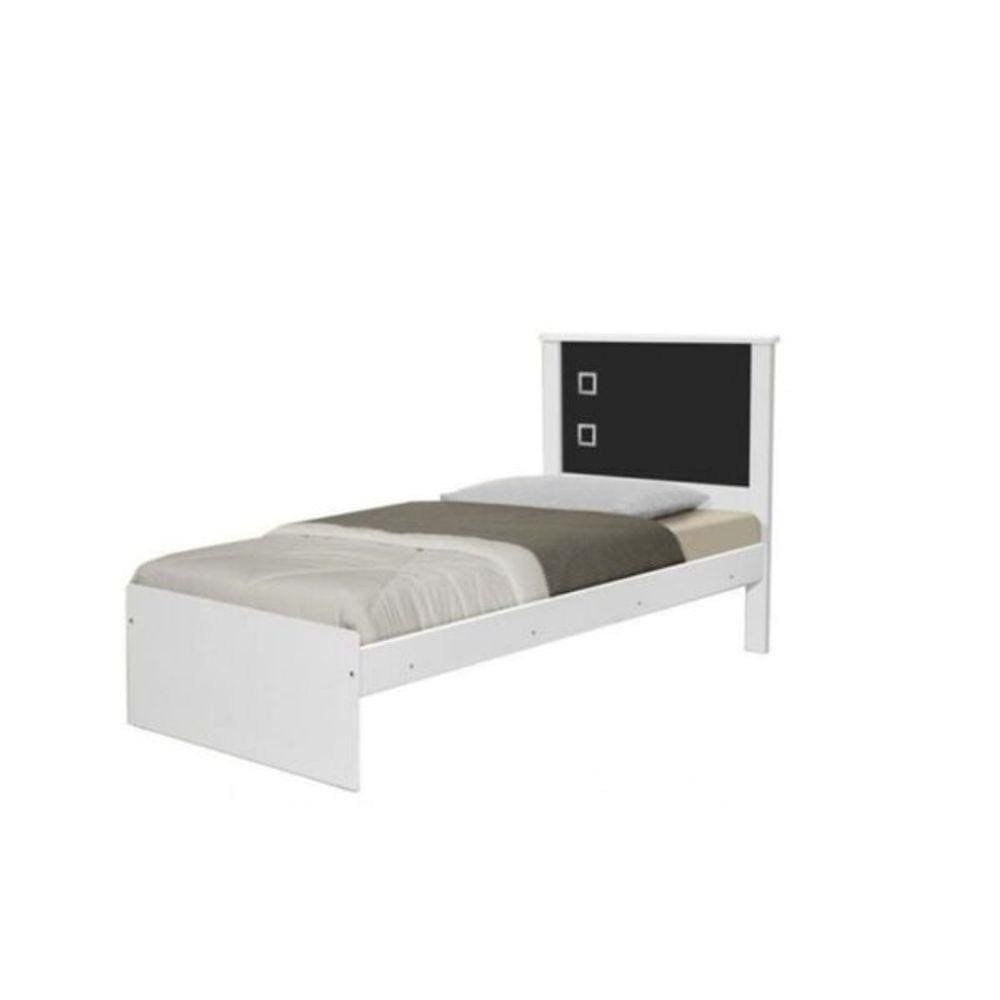 Cama Barcelona Solteiro Branco Com Preto - Tebarrot Móveis