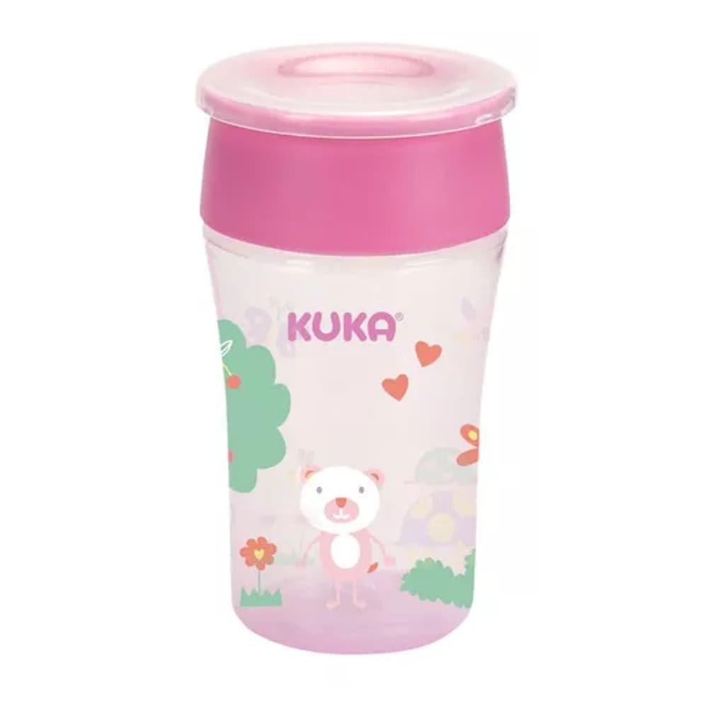 Copo 360 Kuka Antivazamento 200Ml Rosa Animais