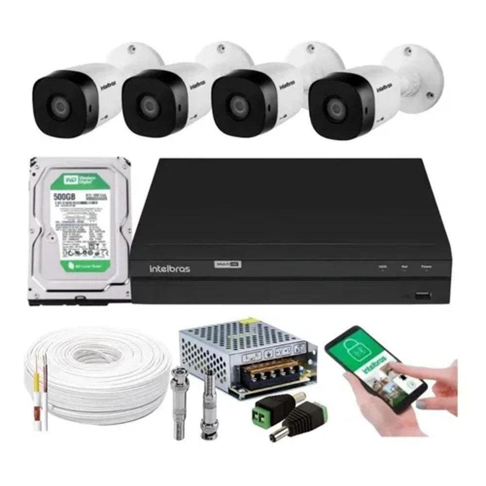 Kit 4 Câmeras Intelbras 1120b Com Dvr 4 Canais E Hd Incluso