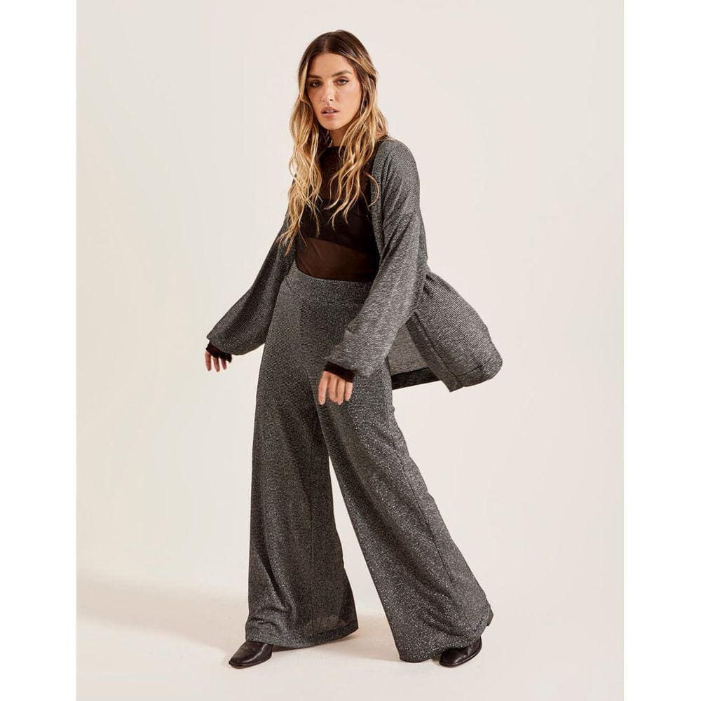 Calça Zinzane Feminino Pantalona Shine - Preto