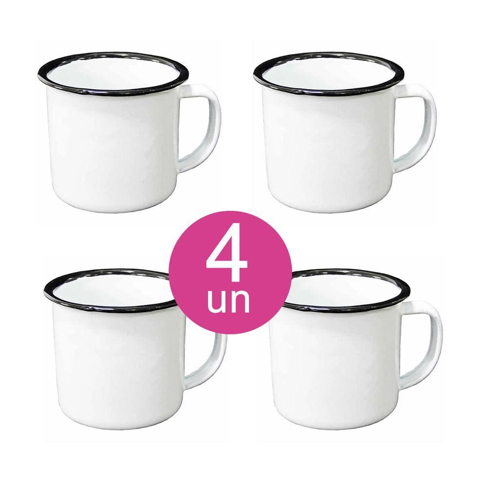 4un Canecas Esmaltada tradicional 100ml Café xícara branca