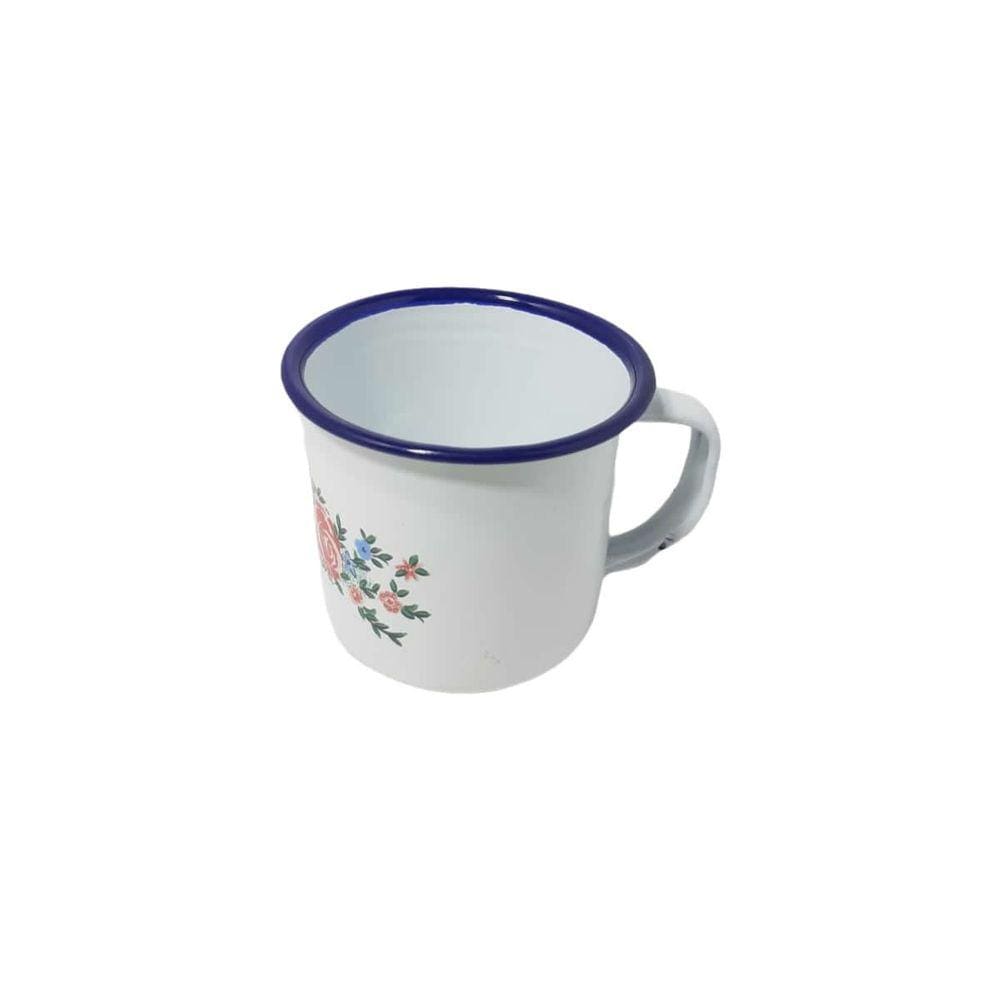 Caneca Esmaltada Estampada Branca 650Ml 10Cm Café Chá
