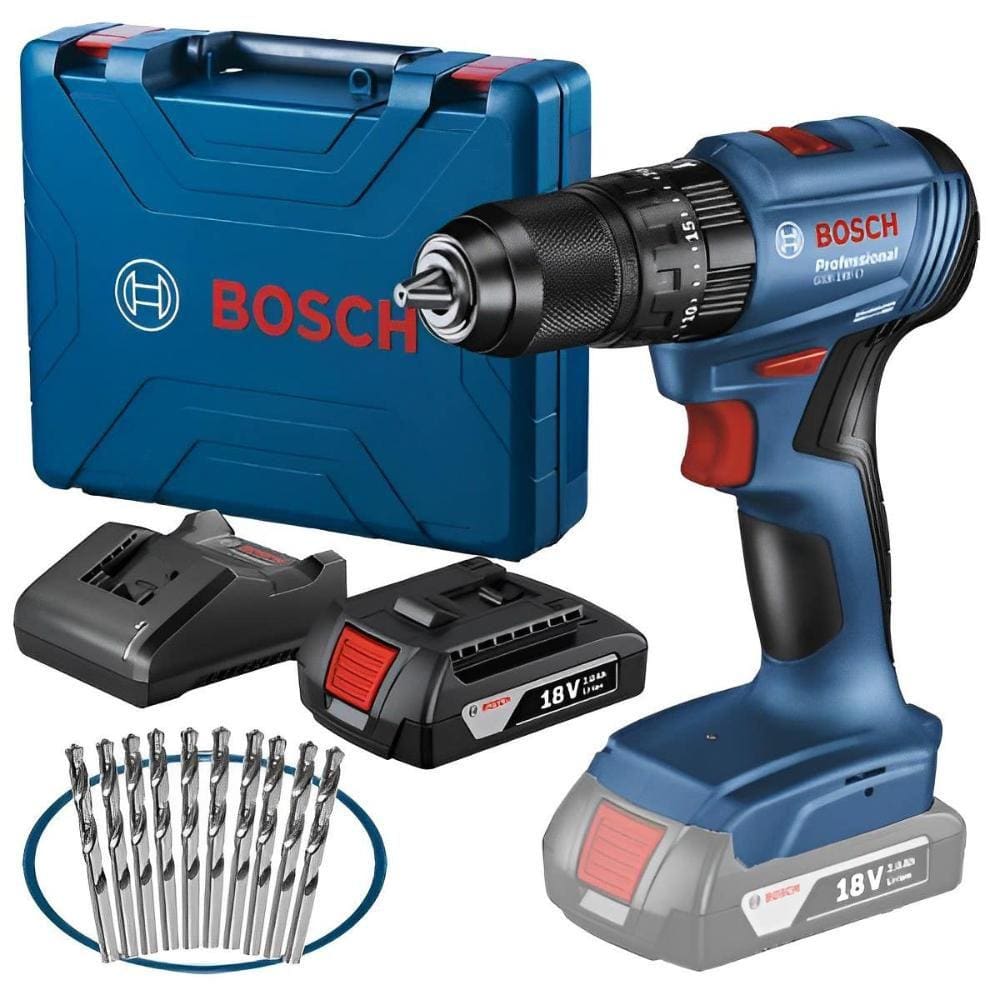 Parafusadeira Furadeira 18v Impacto GSB185-LI BOSCH + Brocas