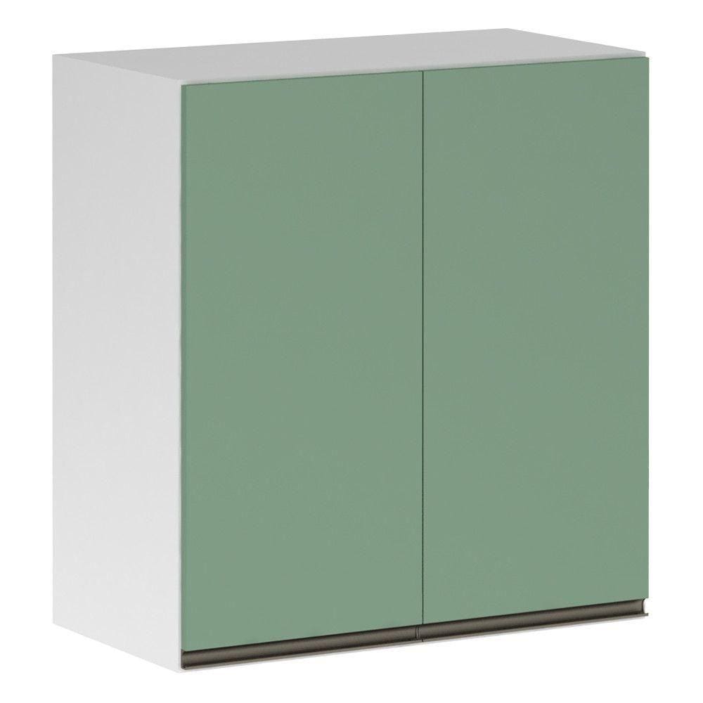 Armário Perola 70cm 2 Portas Luciane Branco Polar C/Verde