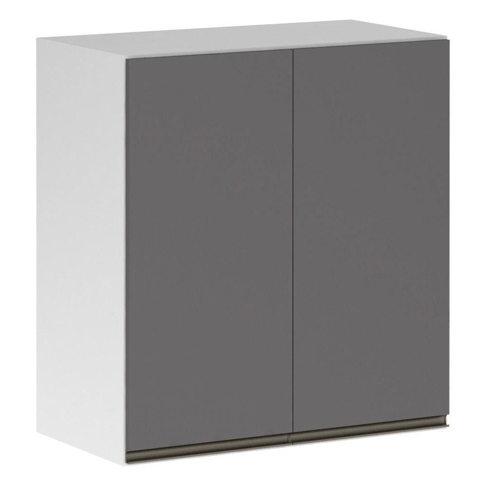 Armário Perola 70cm 2 Portas Branco Polar C/Cinza Puro