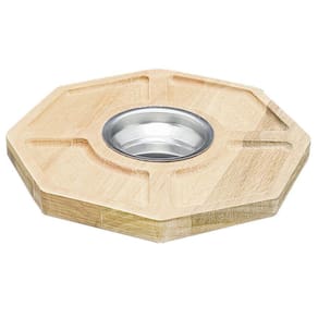 Mini Petisqueira Em Madeira Com Molheira Em Inox 24X2 Cm