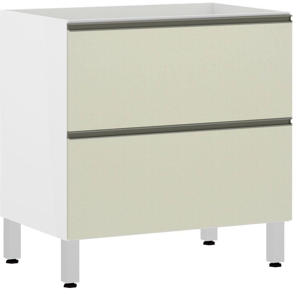 Balcão Sem Tampo 80cm Basculante Branco Com Kashmir
