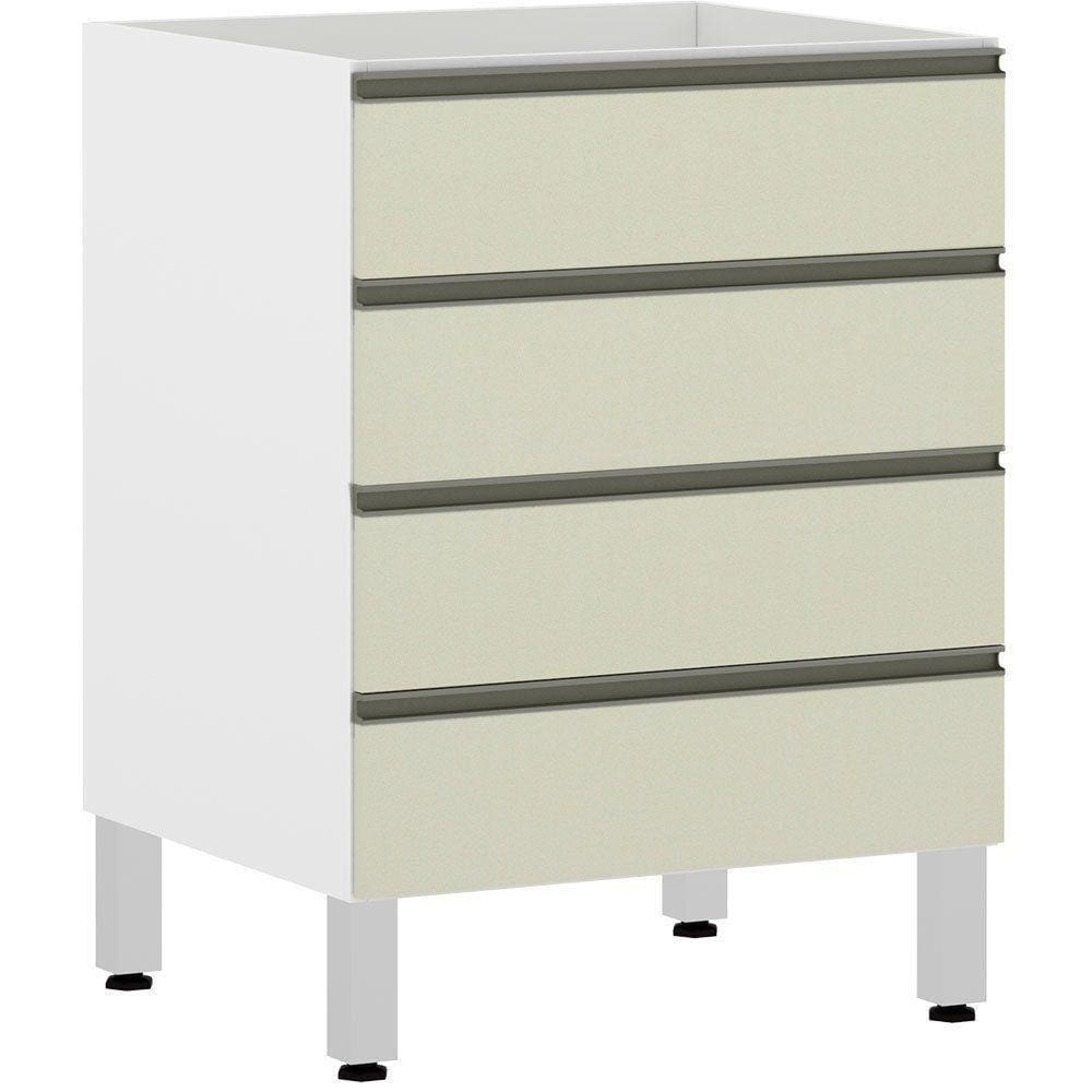 Balcão Sem Tampo 60cm Branco Com Kashmir