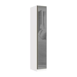 Guarda Roupa 1 Porta 40cm Prata Branco Polar Prata
