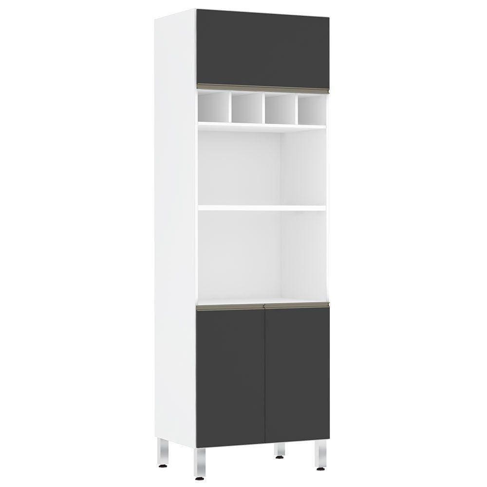 Paneleiro Perola 70 Cm Duplo Nicho Branco C/ Preto Txt