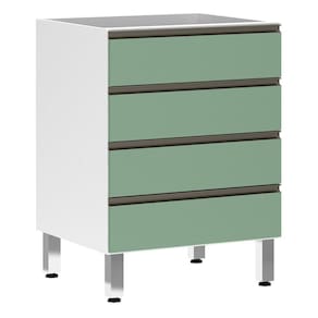 Balcão Sem Tampo 60cm Branco Com Verde Jade