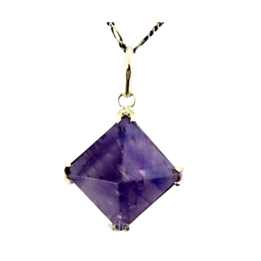 Colar Pirâmide Pedra Ametista Natural Garra Prata 950