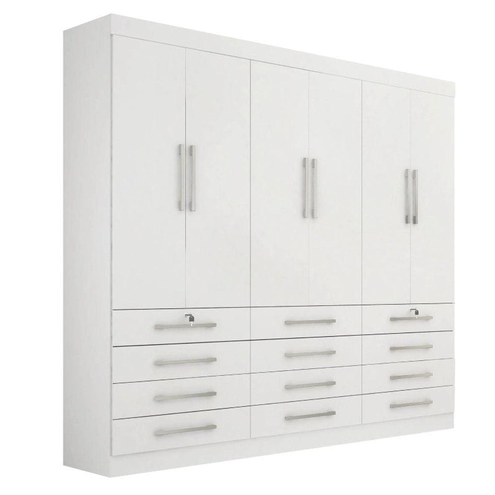 Guarda-Roupas 6 Portas 12 Gavetas Mônaco Branco