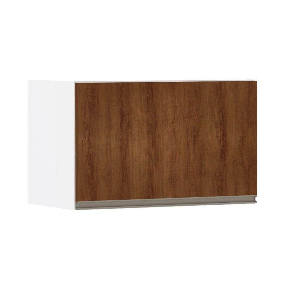 Armário Basculante 60cm 1 Porta Branco Polar C/Nogueira