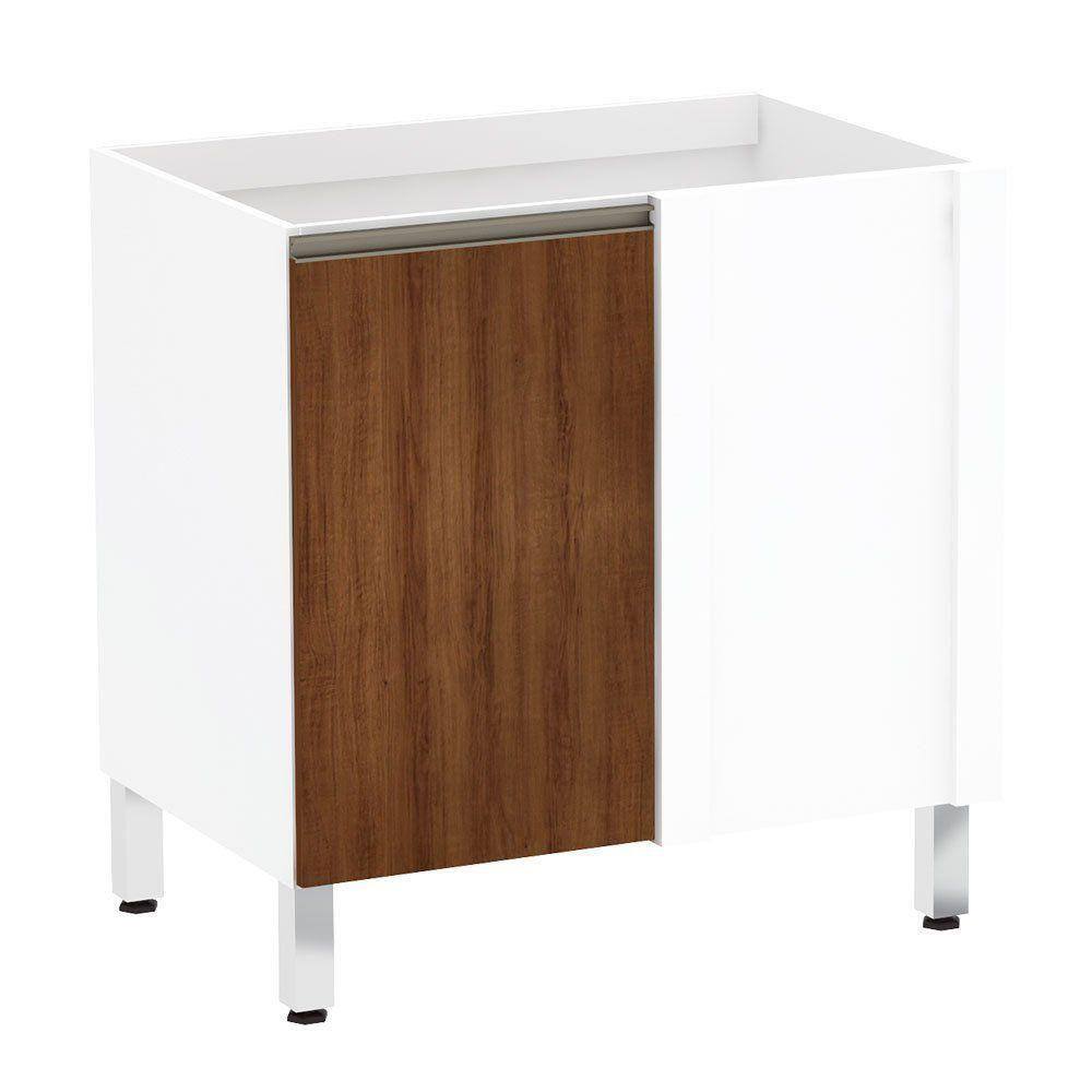 Balcão Sem Tampo Canto Reto 80cm Branco Com