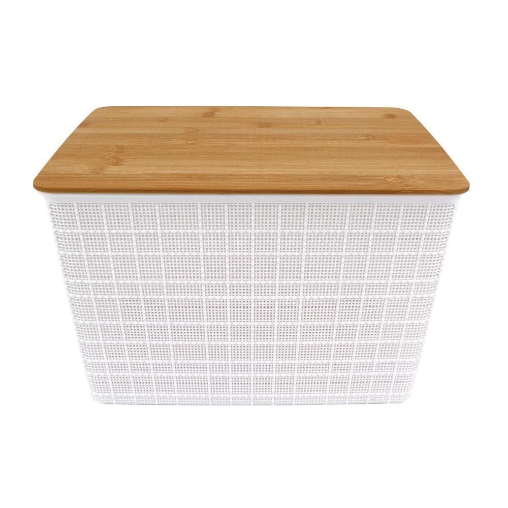 Caixa Organizadora com Tampa Bambu Branco 21,5cm - A\CASA