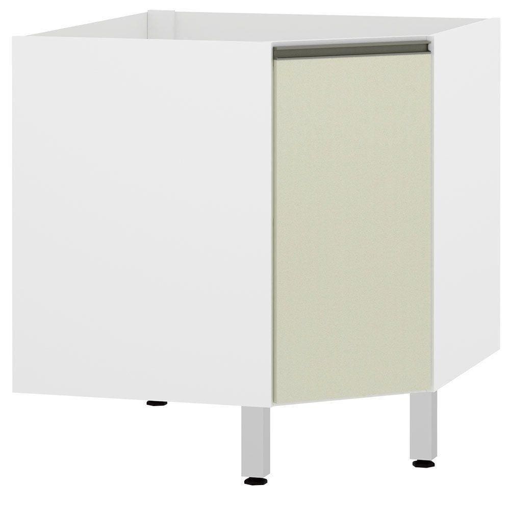 Balcão Sem Tampo Canto Diagonal Branco Com Kashmir