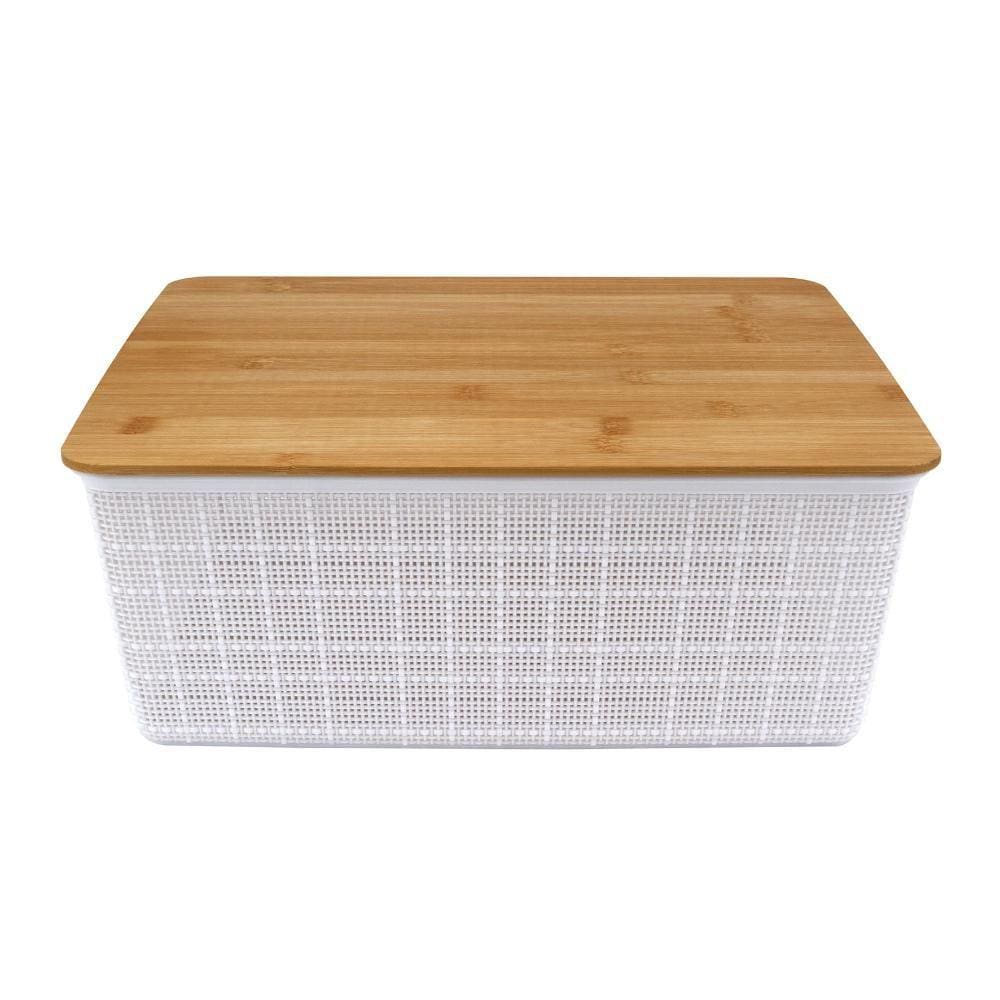 Caixa Organizadora com Tampa Bambu Branco 13cm - A\\CASA Caixa Organizadora com Tampa Bambu Branco - A\\CASA