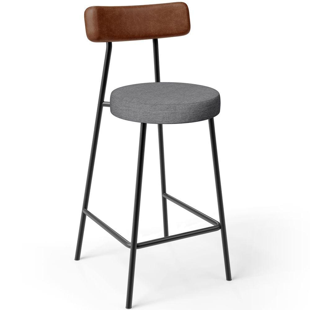 Banqueta Baixa Cozinha Sala De Jantar Bancada Milão L02 Couríssimo Marrom Cinza Escuro -LyamDecor