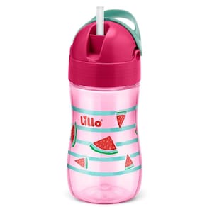 COPO Garrafa COM CANUDO SILICONE RETRÁTIL LILLO 12+ ROSA Melância