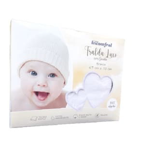 FRALDA DE PANO Incomfral LUXO BRANCA COM BAINHA - CAIXA C/5