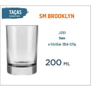 24 Copos Brooklyn 200Ml Água Refrigerante Suco Batida