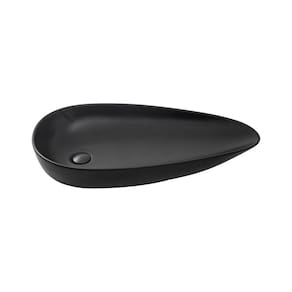 Cuba De Apoio Para Banheiro Gota Slim Louça Cerâmica 76,5 cm Pingoo.casa - Preto Fosco