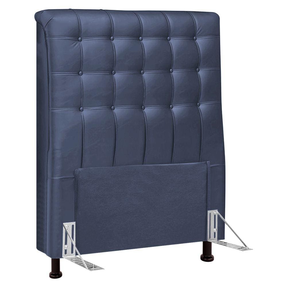 Cabeceira Cama Box Solteiro Ciara 90cm Botonê com Frame Linho Azul - Abmaza