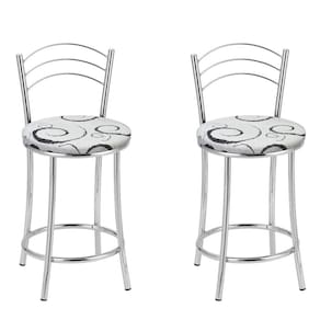 KIT 2 Banquetas Cromadas Bc26-c - E523 Cromado/Branco