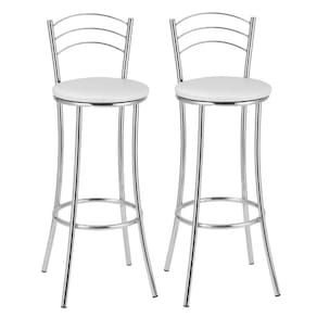 Kit 2 Banquetas Cromadas BC26-A A102 Cromado/Branco