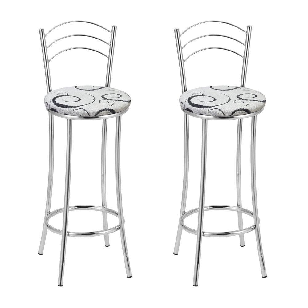 Kit 2 Banquetas Cromadas BC26-B E523 Cromado/Branco