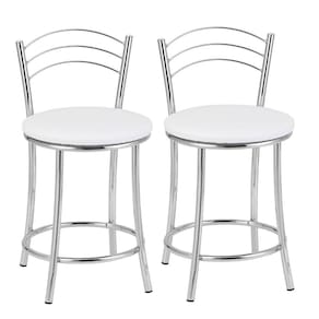 Kit 2 Banquetas Cromadas BC26-C A102 Cromado/Branco