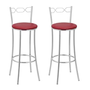 KIT 2 Banquetas Cromadas Bc51-a - A107 Cromada/Vermelho