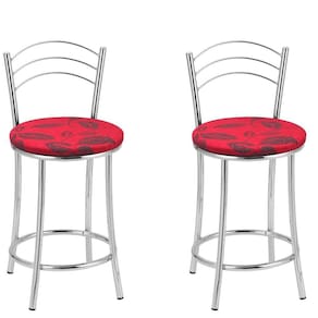 KIT 2 Banquetas Cromadas Bc26-c - E502 Cromado/Vermelho