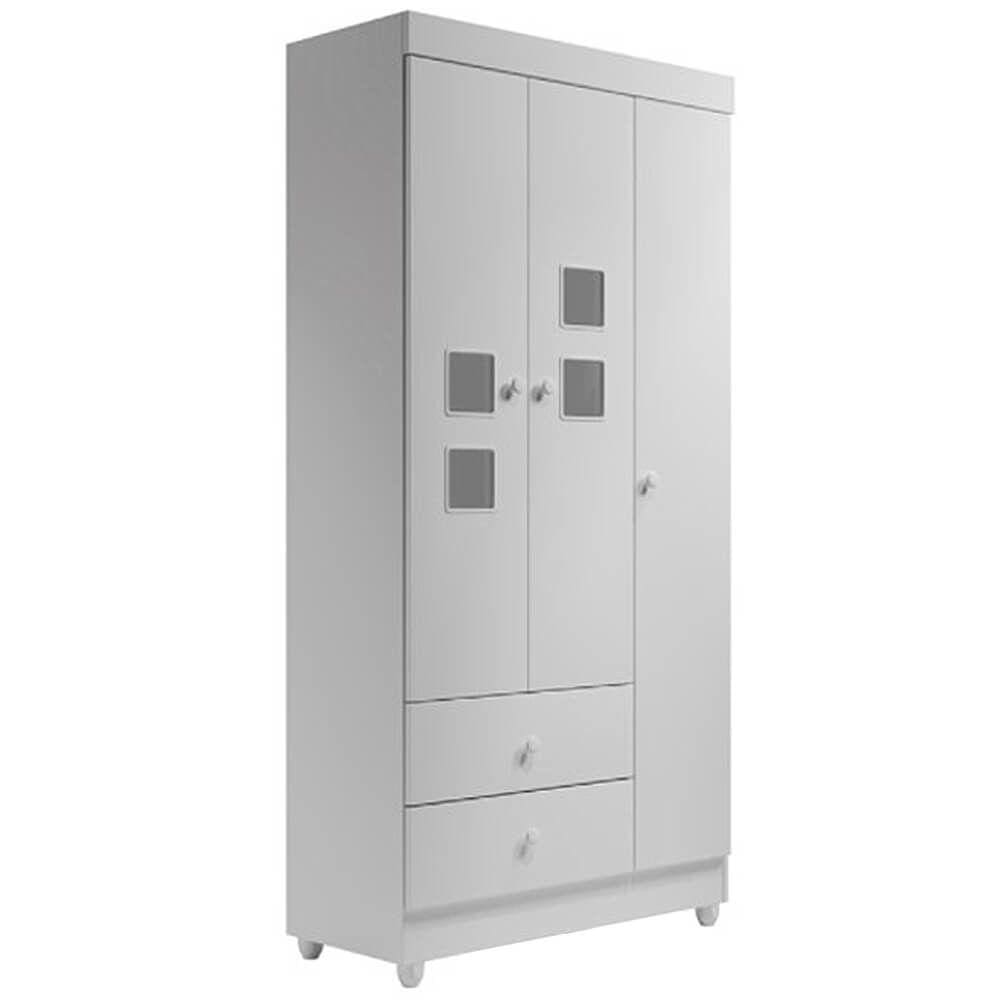 Guarda Roupa Life 3 Portas 2 Gavetas Infantil Tigus Cor Branco
