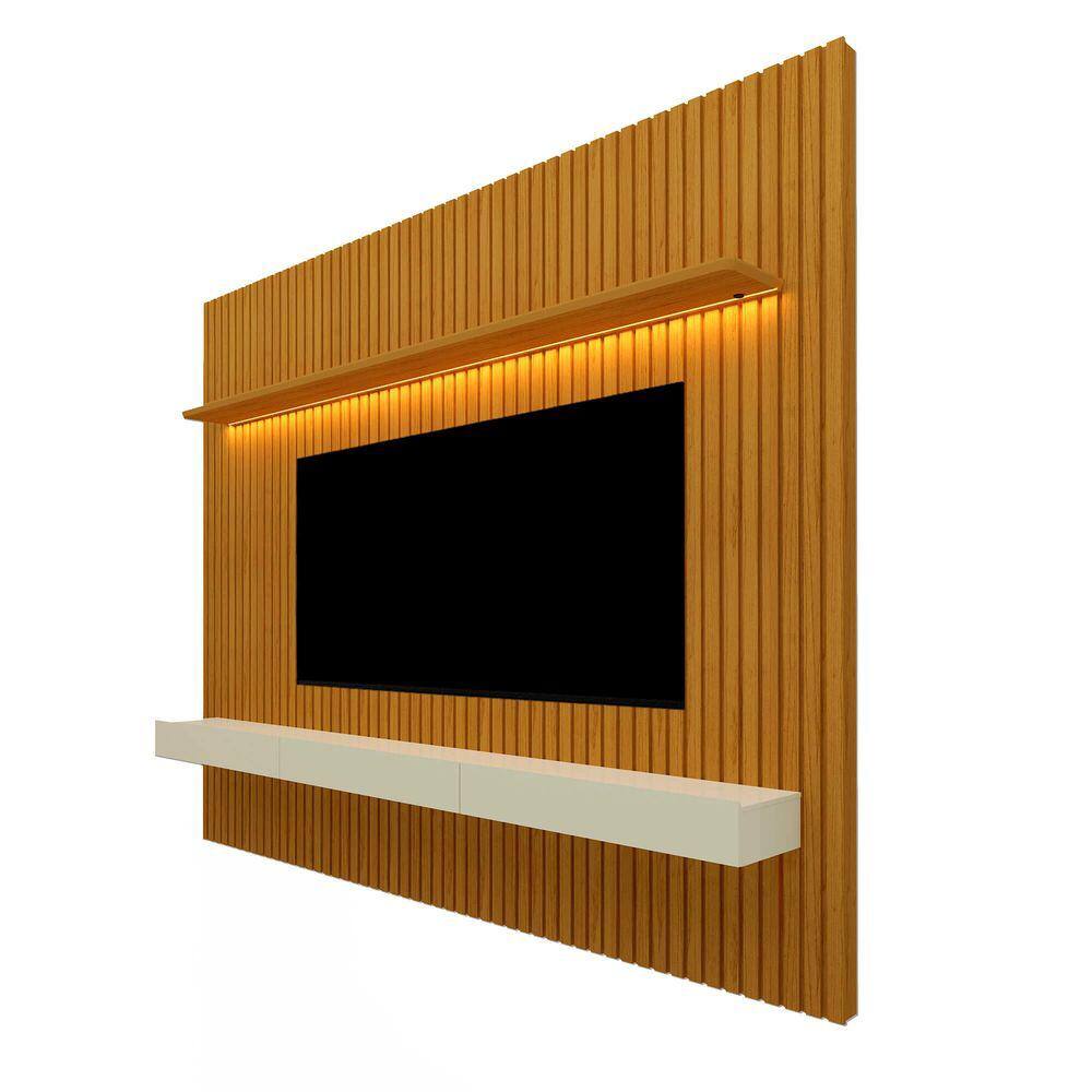 Painel Nobre Com Nicho 230cm para TV até 85 Polegadas com LED Gelius Cor Naturale Off White