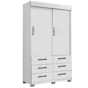 Guarda Roupa Buzios Sem Espelho Solteiro 2 Portas 6 Gavetas Rud Rack Cor Branco