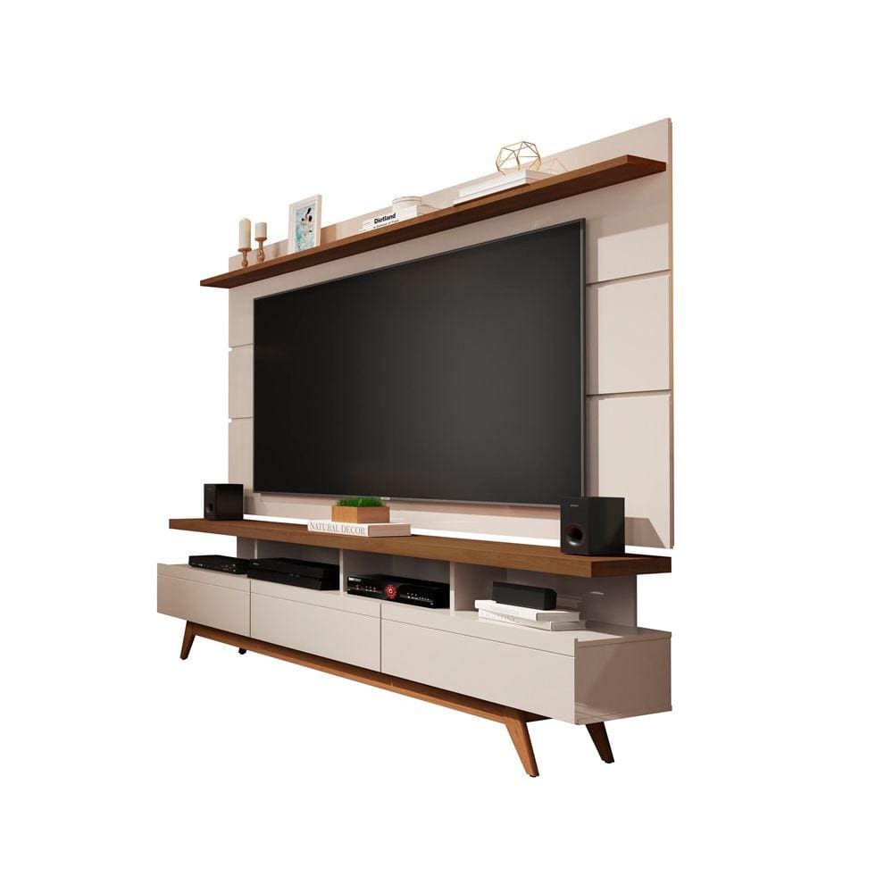 Rack C/ Painel Vivare 1.8 Wood Off White/Freijo-Germai Móveis