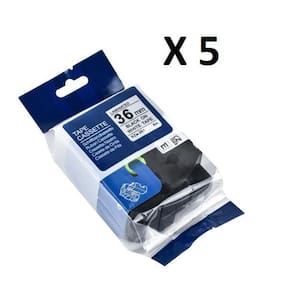 Kit 5 Fitas Compatível Brother Tze-261 Branca 36Mm